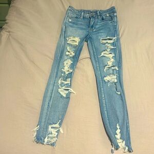American Eagle high rise distressed jegging